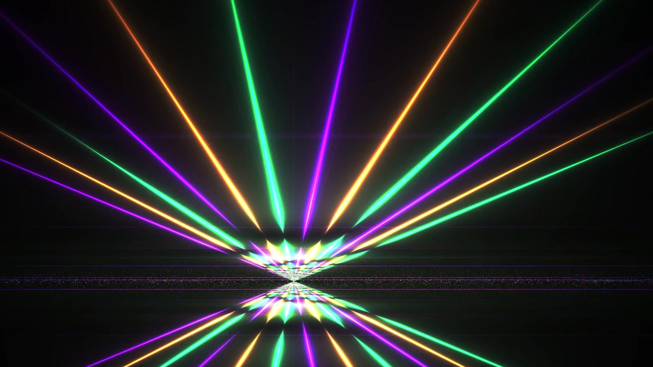 Dynamic Neon Laser Beams Radiating and Reflecting