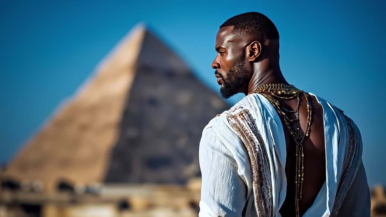 A man standing in front of a pyramid in Egypt