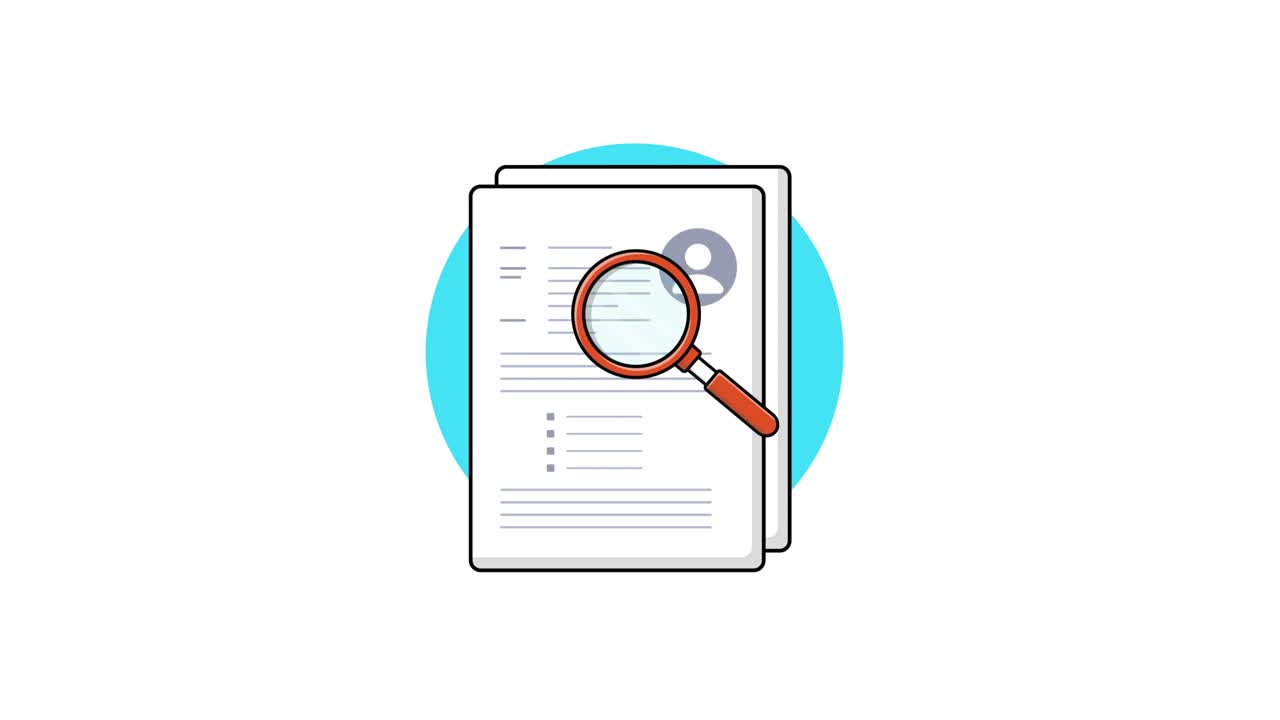 Animated Resume Review with Magnifying Glass