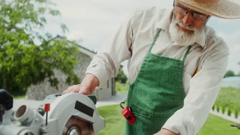 senior carpenter working outdoors