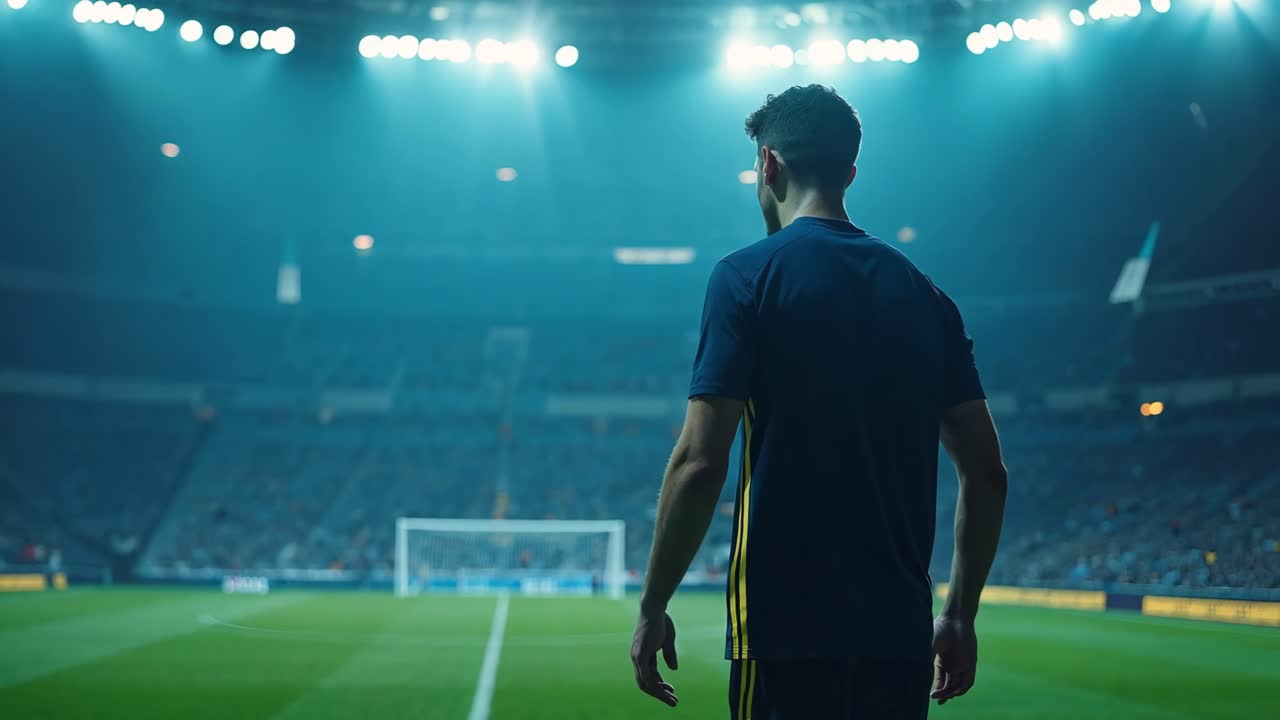 jugador de fútbol en el estadio