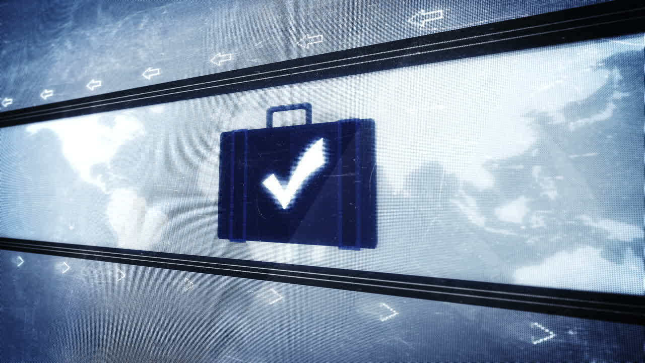 avión y maleta en diseño de píxeles