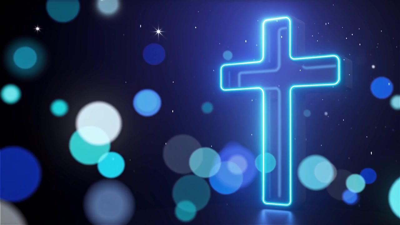 Christliches Kreuz, himmlisches Licht, Anbetungshintergrund.