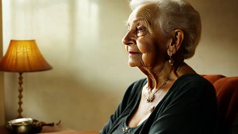 retrato de una mujer anciana sentada en una silla