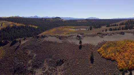 fall colors at sage hen summit in mono county, california - aerial orbit shot pull back to reveal fall colors
