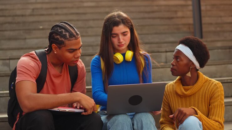 Students collaborating on a project