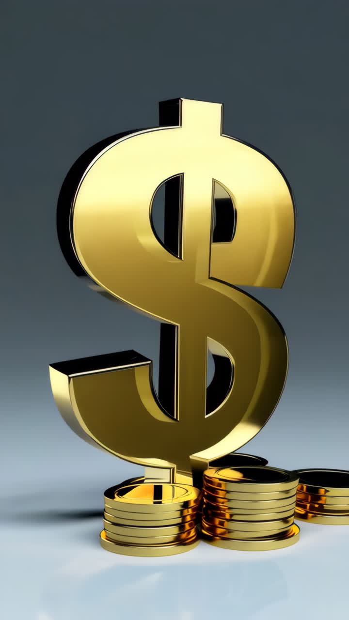 Segno del dollaro dorato con monete