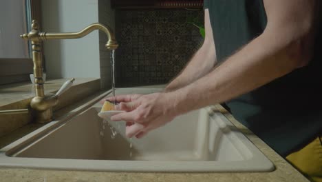 washing dishes in a modern kitchen