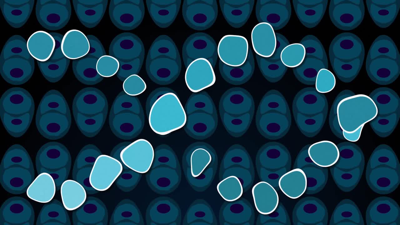 DNA-animaatio sinisten solujen yllä mustalla taustalla