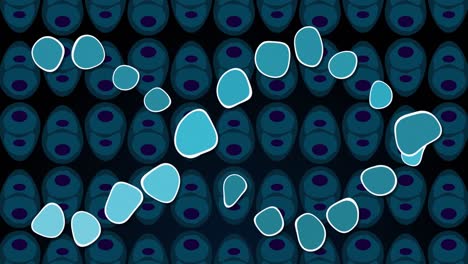 Animation-Von-DNA-über-Blauen-Zellen-Auf-Schwarzem-Hintergrund