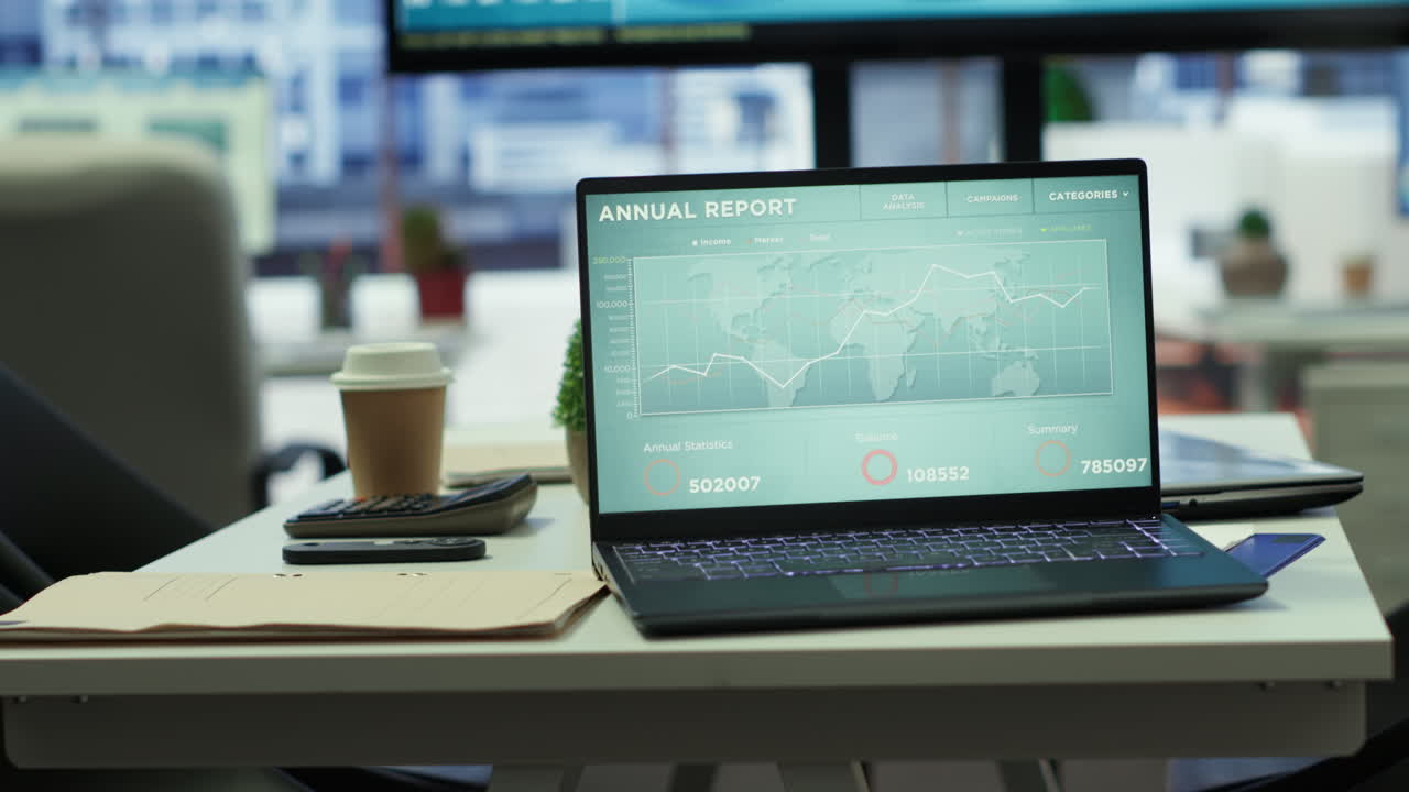 ufficio aziendale di fascia alta con un computer che visualizza analisi dettagliate