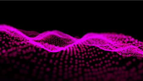 animación de partículas rosadas en contornos ondulados sobre fondo negro