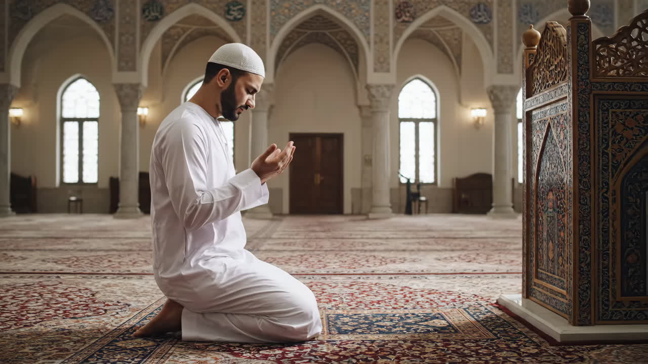 Man Praying in a Mosque