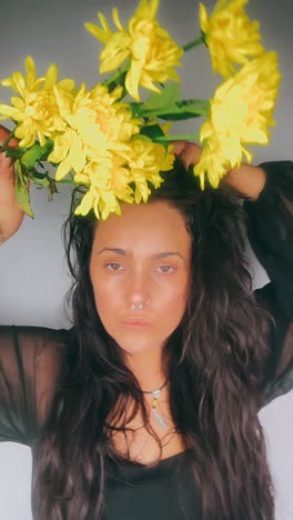 woman with yellow flowers