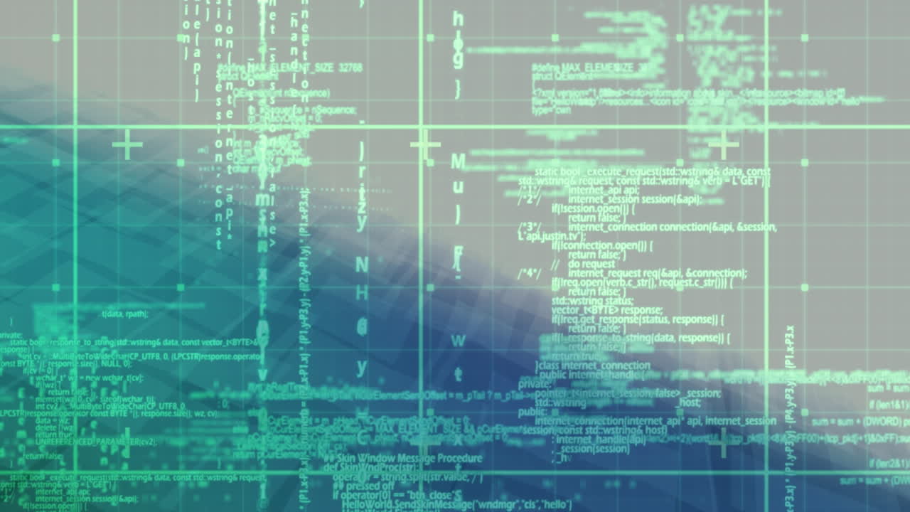 Animation of data processing over green background