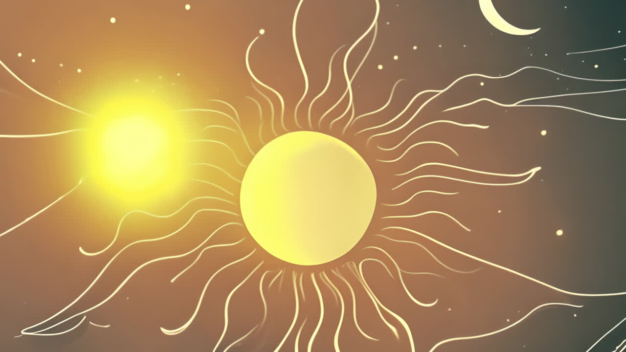 Abstract Celestial Harmony: Sun, Moon, and Stars