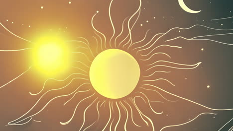 abstract celestial harmony: sun, moon, and stars