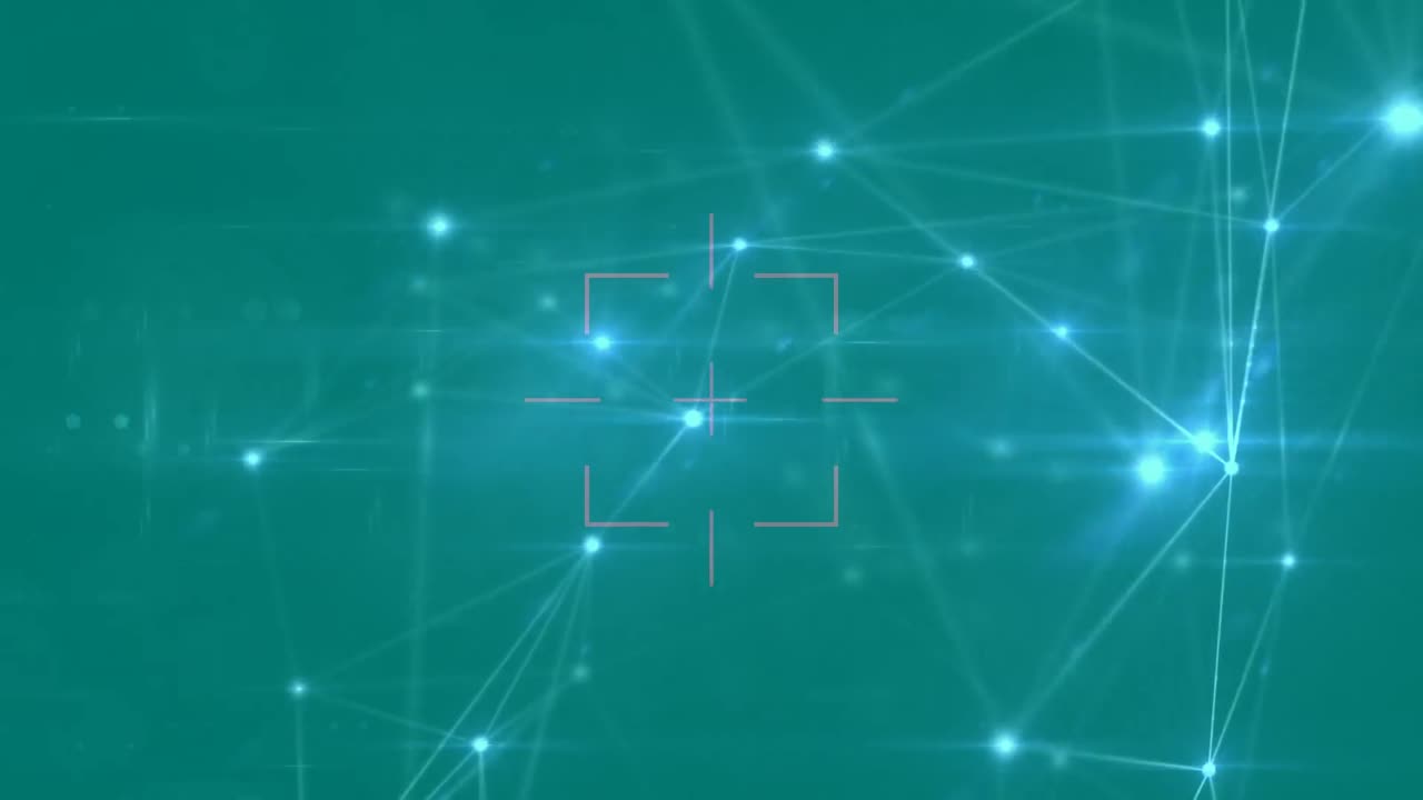 빛나는 연결 네트워크의 디지털 애니메이션과 파란색 배경에 대한 범위 스캔