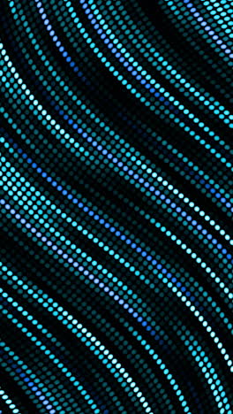 motion blue lines with glowing dots. wavy pattern. digital technical background from round pixels. looped animation. vertical video.