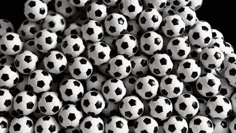 soccer balls filling and collapsing transition animation with alpha channel. 3d rendering