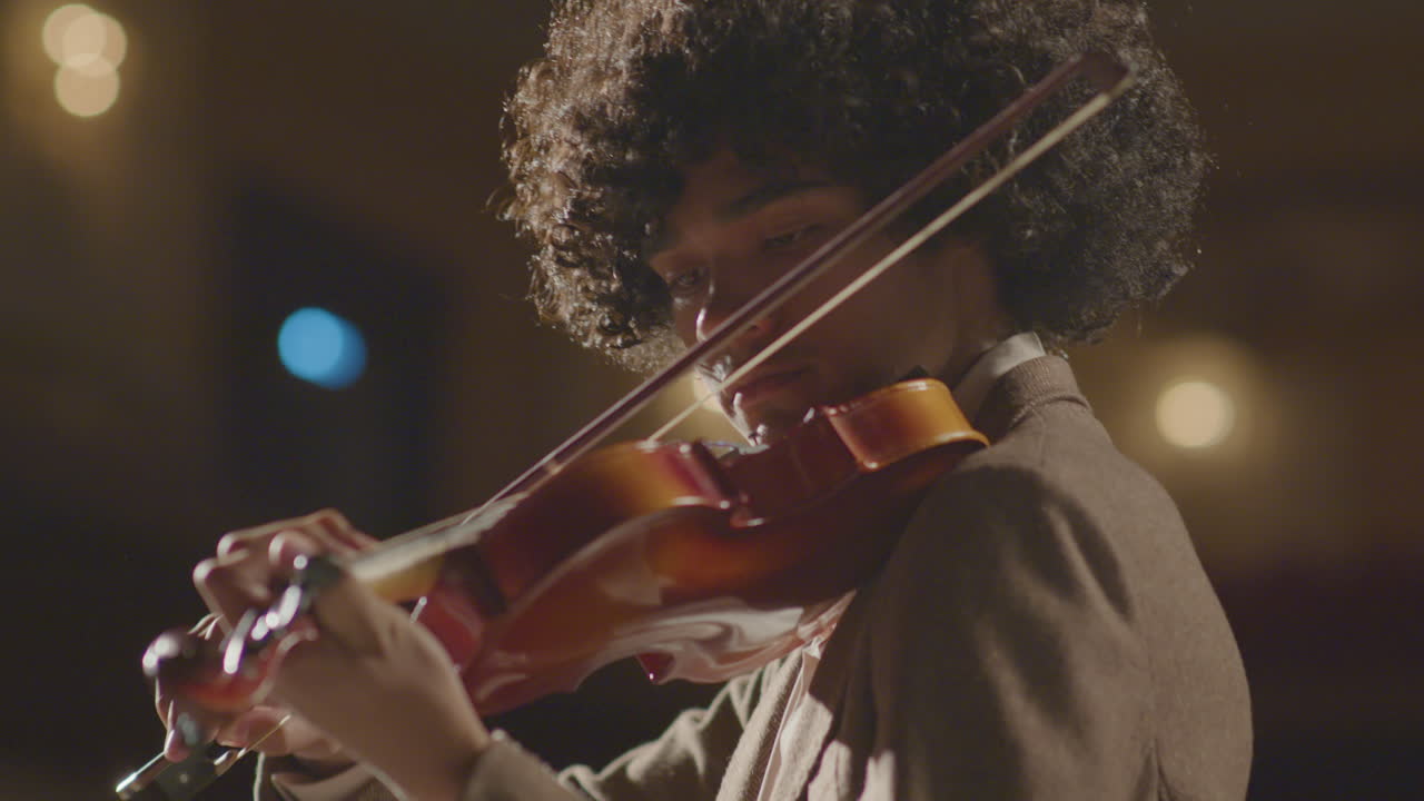 Young African American Violinist Giving Concert