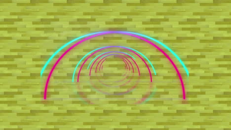 animation of colourful neon circles on green background