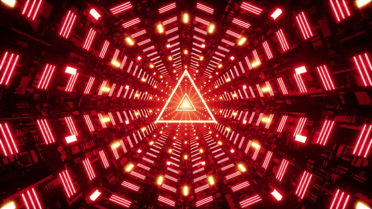 Glowing Red Triangle Light in the Space Tunnel