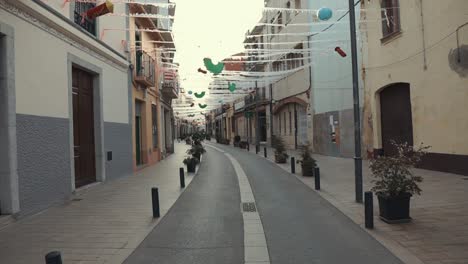 decorated street scene in a small european town