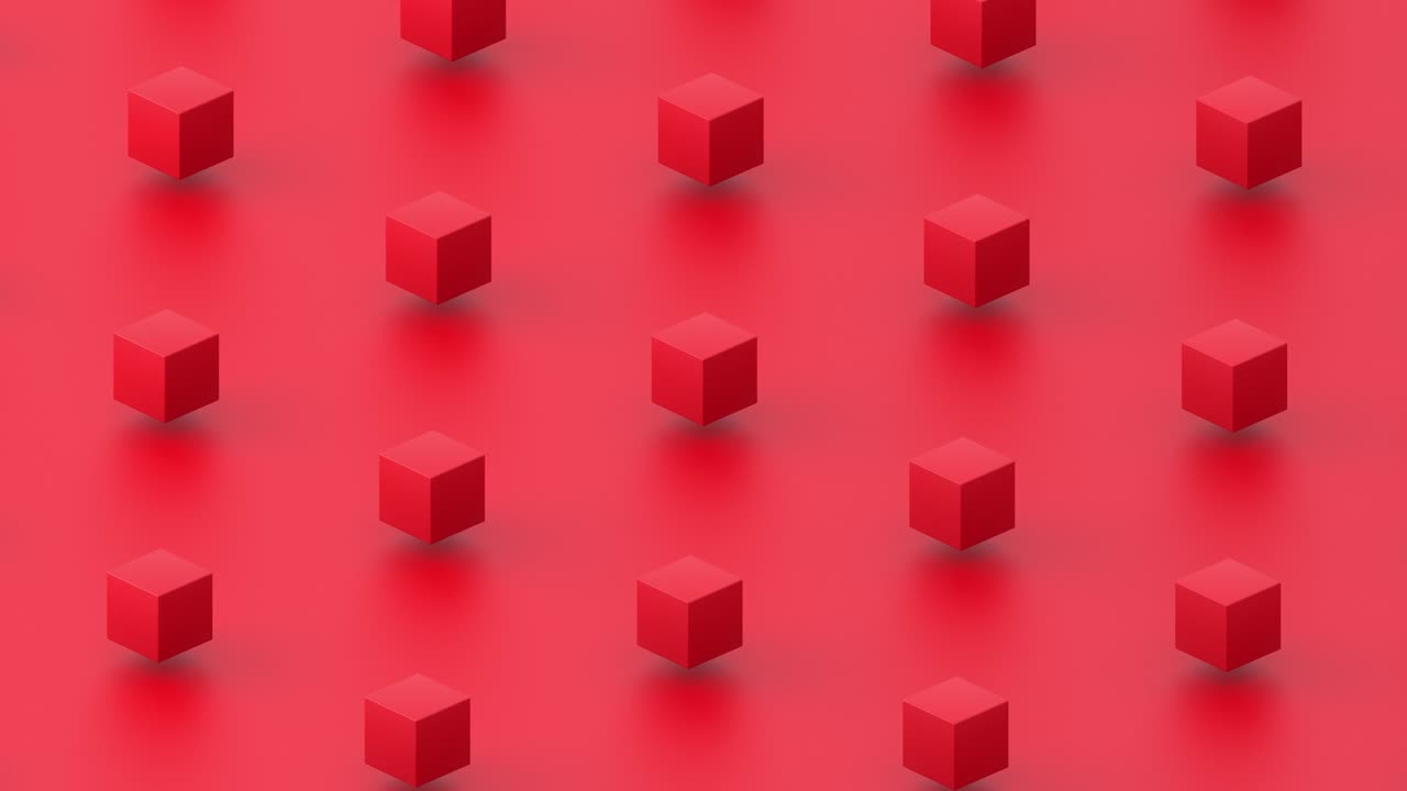 renderizado 3d abstracto, fondo geométrico rojo con cubos, diseño de movimiento, animación en bucle sin fisuras de 4k