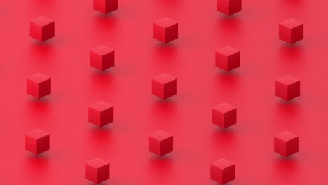 abstract 3d render, red geometric background with cubes, motion design, 4k seamless looped animation