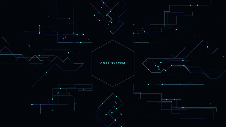 Interfaccia di sistema digitale centrale con linee di circuiti animate
