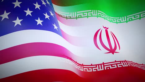 iranian and united states american flags showing government aggression and disagreement.