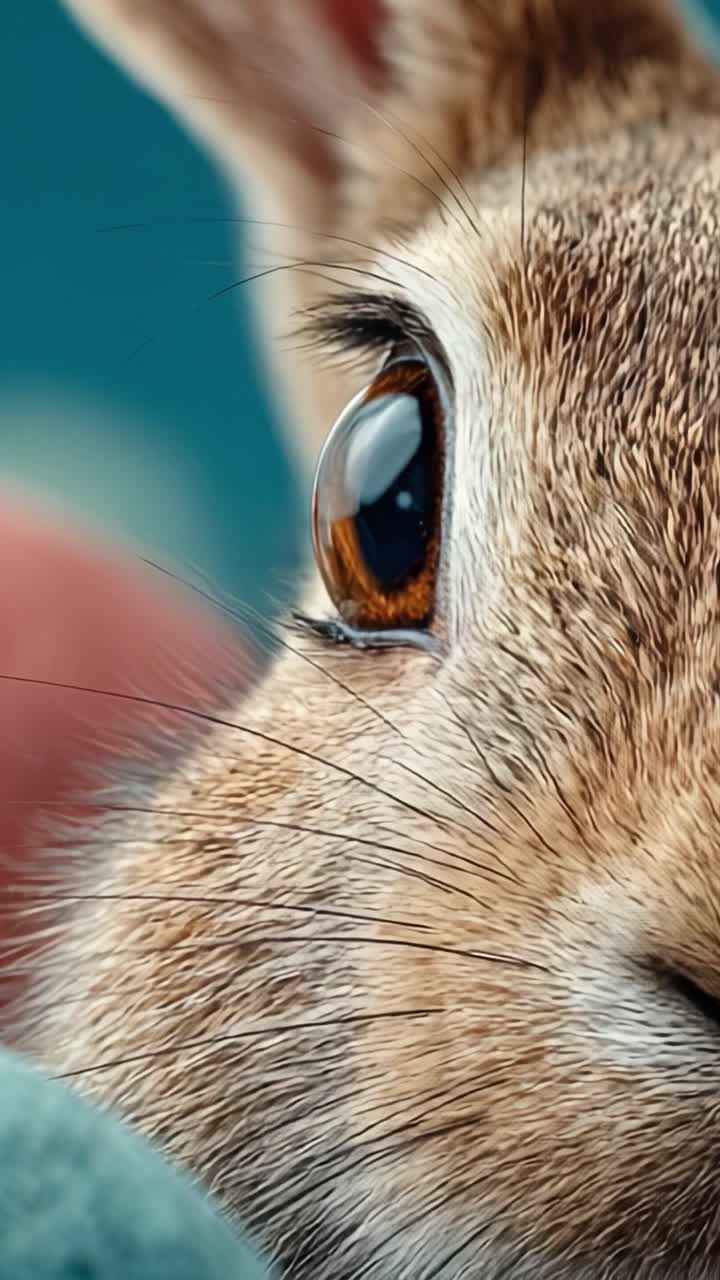 Close-Up of a Rabbit's Eye: Exploring the Captivating Details of Its Fur and Distinctive Features in a Stunning Macro Photograph