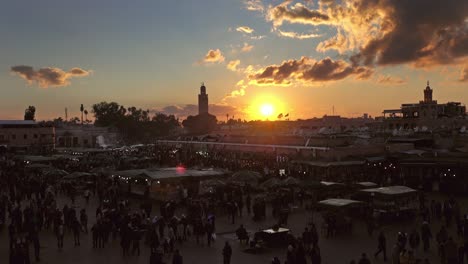 jemaa el fna square crowded at sunset, marrakesh