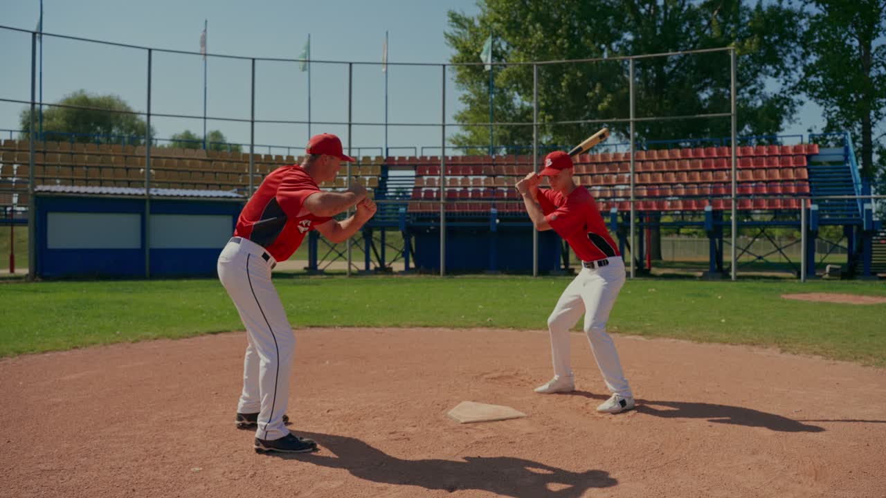 Squadra di baseball che si allena sul campo