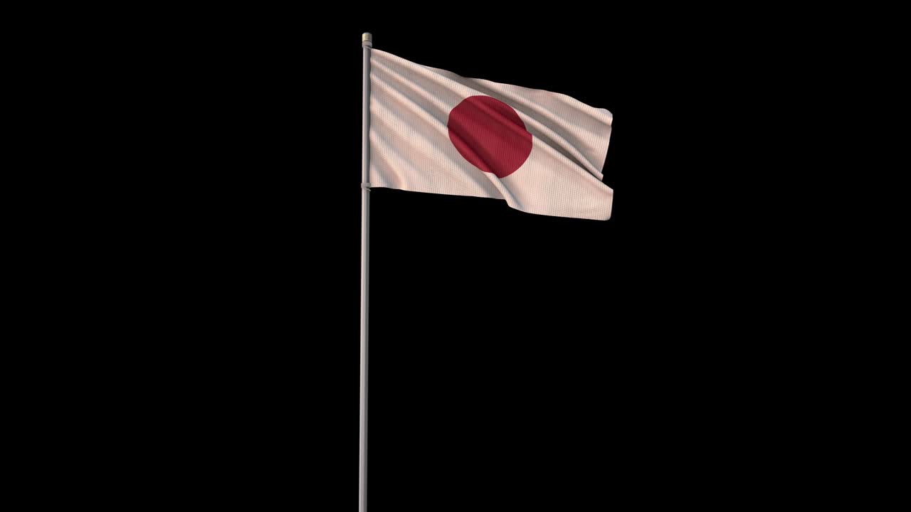 bandera japonesa con canal alfa, el video 4k es transparente
