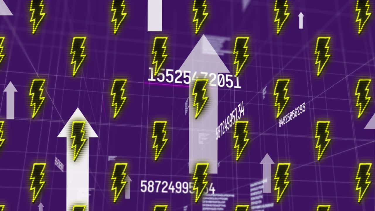 그리드와 데이터 처리에 대한 번개와 화살표의 애니메이션