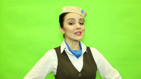 flight attendant portrait on green screen