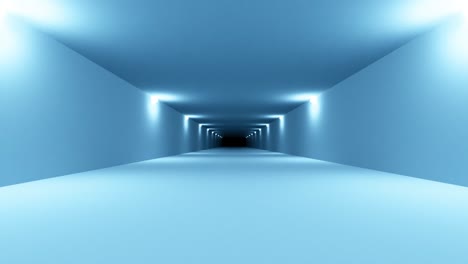 futuristic blue sci-fi tunnel interior. science fiction corridor. abstract modern technology background. seamless loop 3d render animation 4k uhd