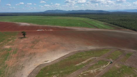 soybean farmland from land deforested in the brazilian savannah - aerial view