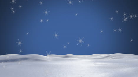 animación de copos de nieve cayendo sobre nieve y fondo azul