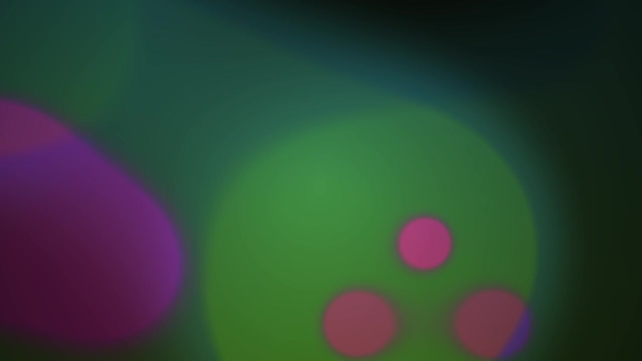 Abstract Motion Background with Glowing Pink Circles and Green Fluid Shapes
