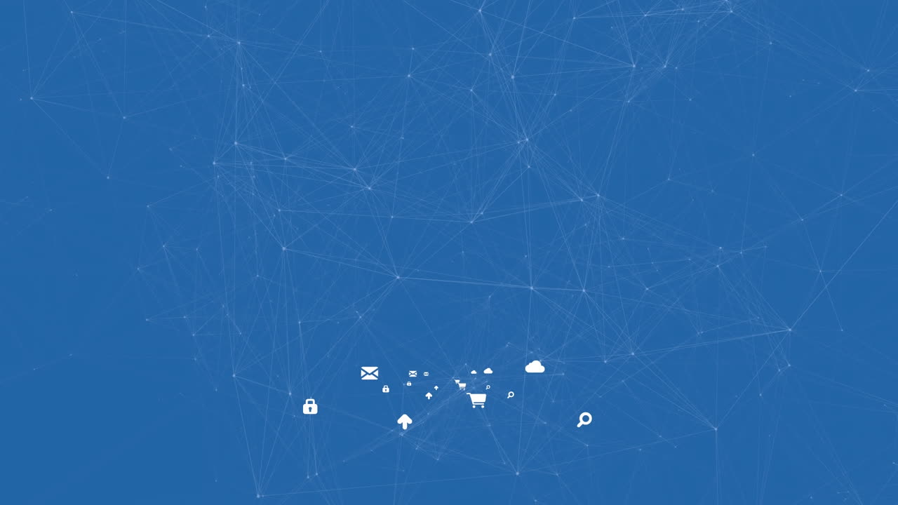 파란색 배경의 연결 네트워크