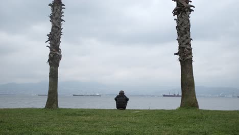 man alone in sea