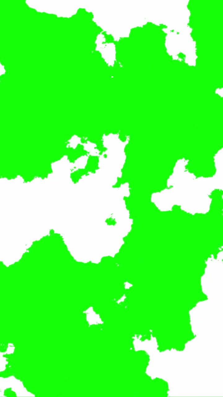 Formato verticale, transizione astratta a macchia d'inchiostro che rivela il contenuto su sfondo green screen, loop continuo.