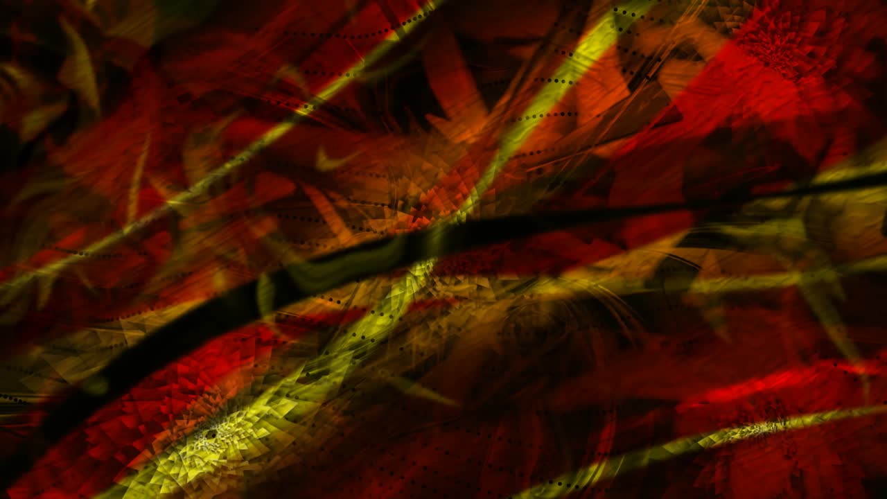 líneas onduladas de colores cálidos y flores abstractas giratorias - animación de fondo de movimiento de bucle sin costuras de 4k