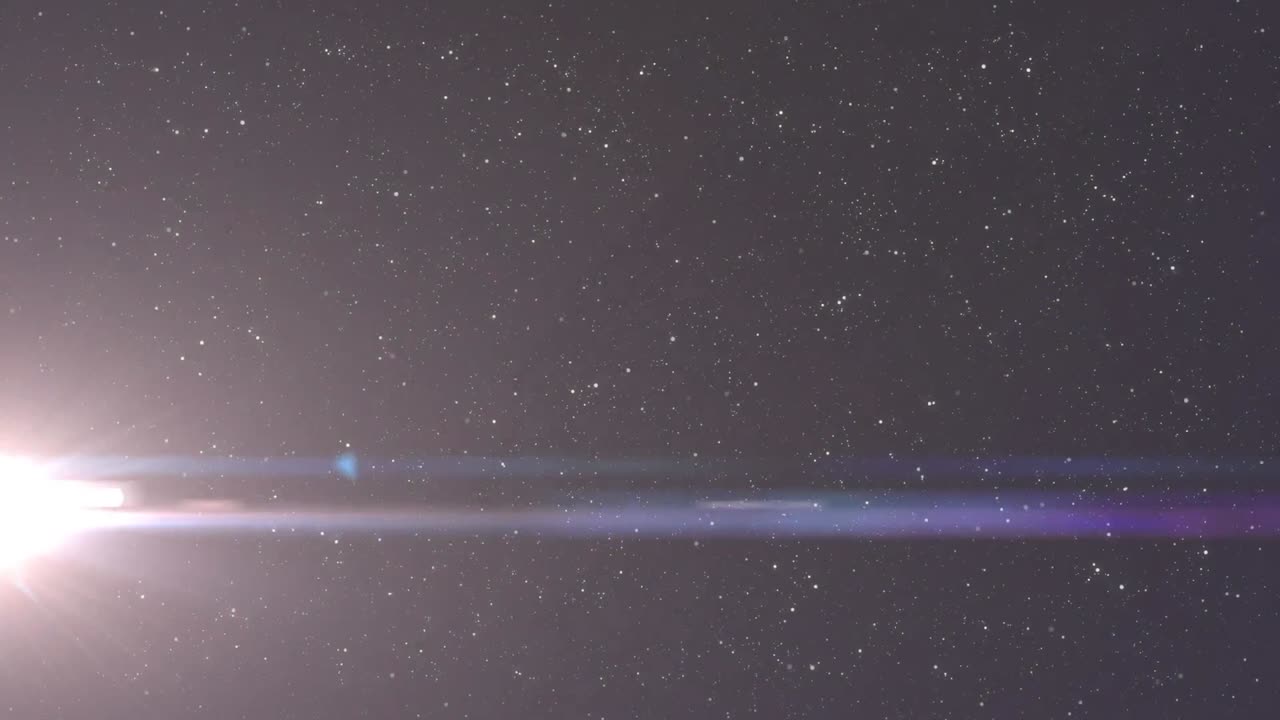 Digital animation of spot of light and white particles against copy space on grey background