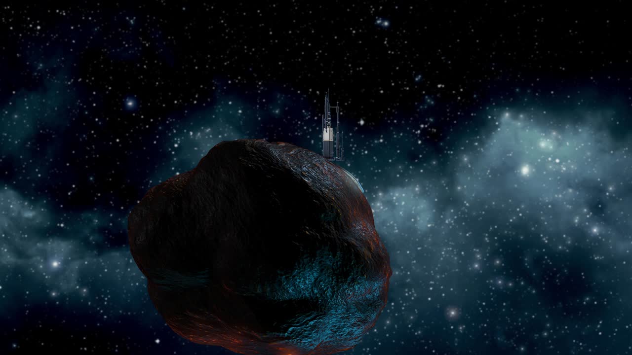 colonia de mineros en un asteroide - zoom en