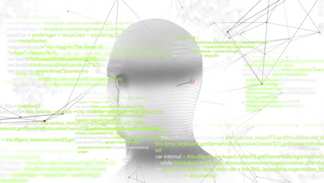 animación de la cabeza humana y procesamiento de datos sobre fondo blanco