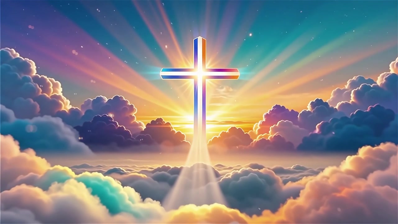 Christian Cross Heavenly Light Worship Background